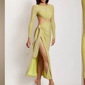Backless Maxi Wrap Dress - Green Shimmer